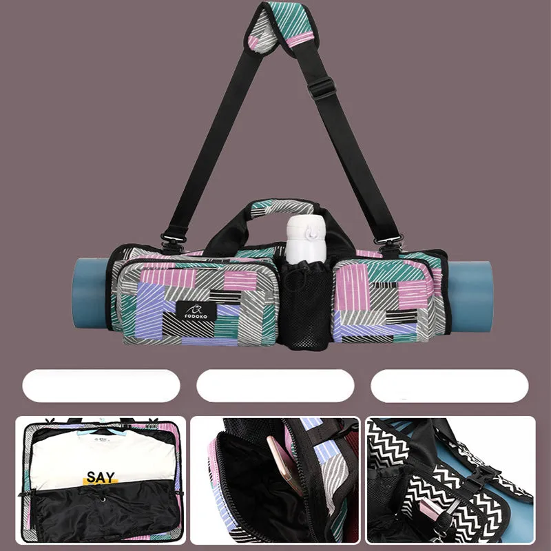Exercise Yoga Mat Bag Carrier for Women Men with Multi-Pockets Adjustable Strap