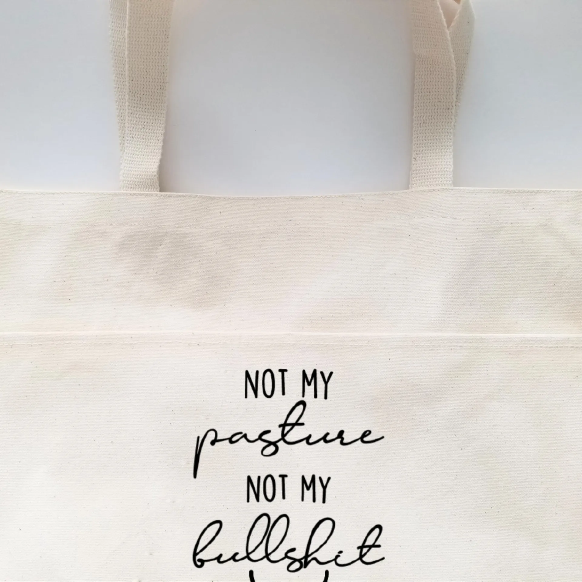 Farmhouse Heavy Cotton Canvas Tote | Large Funny Tote Bag with Pockets | Reusable Bag for Shopping, Beach. Books, or Overnight