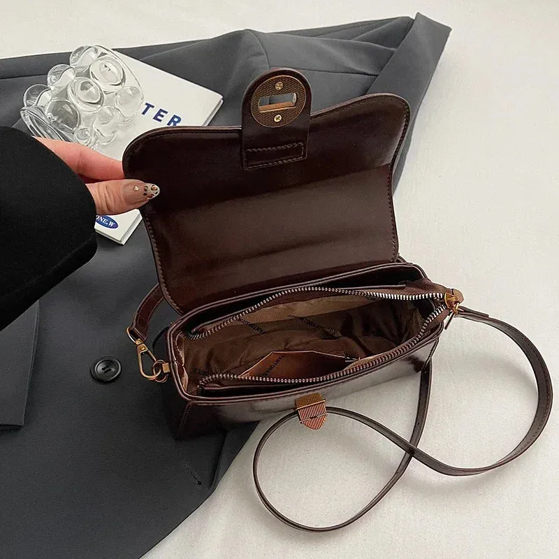 Faux Leather Crossbody Top-Handle Handbag