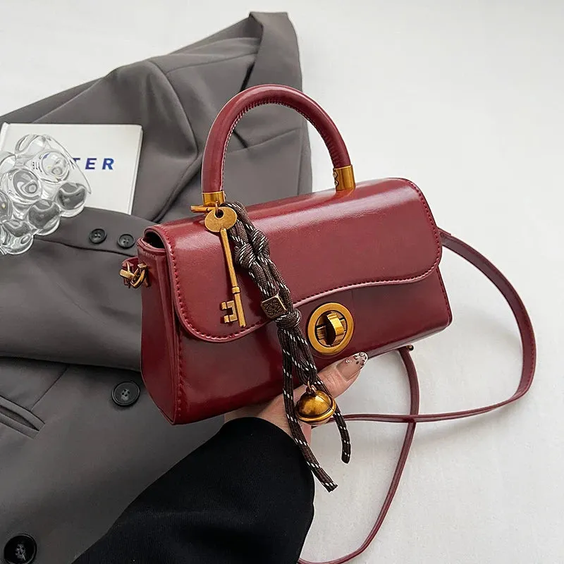 Faux Leather Crossbody Top-Handle Handbag