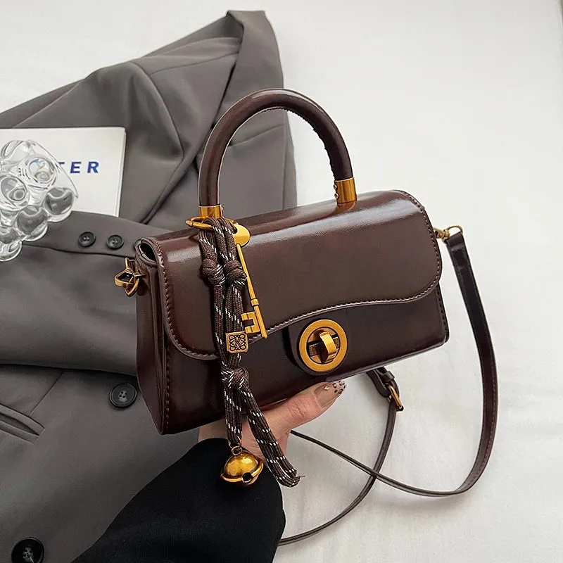 Faux Leather Crossbody Top-Handle Handbag