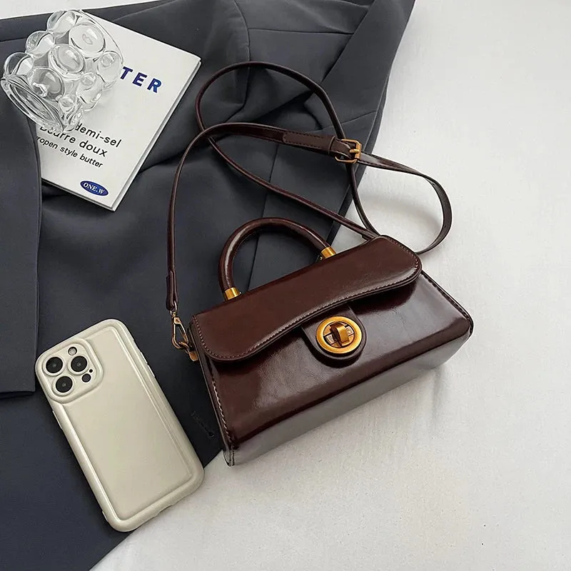 Faux Leather Crossbody Top-Handle Handbag