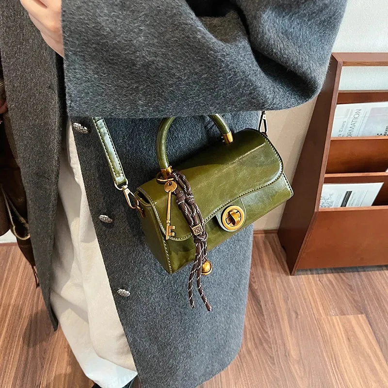 Faux Leather Crossbody Top-Handle Handbag