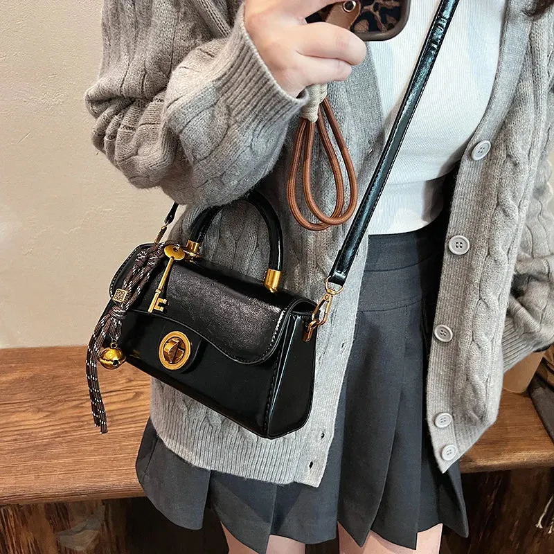 Faux Leather Crossbody Top-Handle Handbag