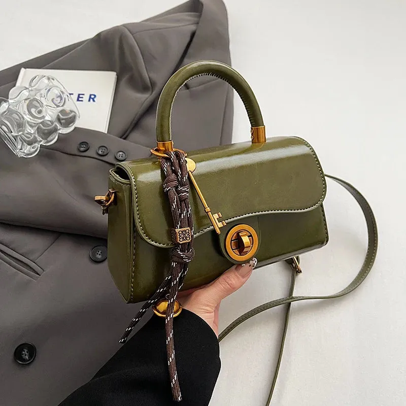Faux Leather Crossbody Top-Handle Handbag