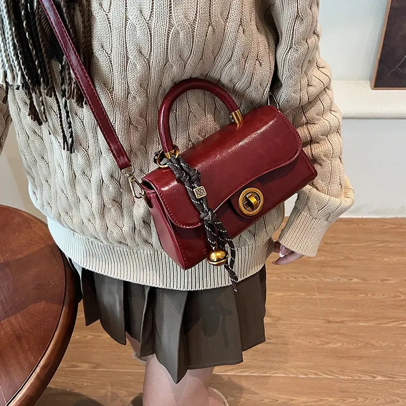 Faux Leather Crossbody Top-Handle Handbag