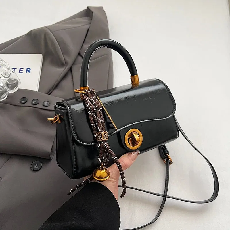Faux Leather Crossbody Top-Handle Handbag