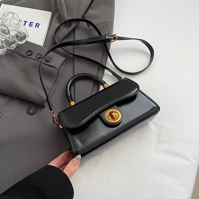 Faux Leather Crossbody Top-Handle Handbag