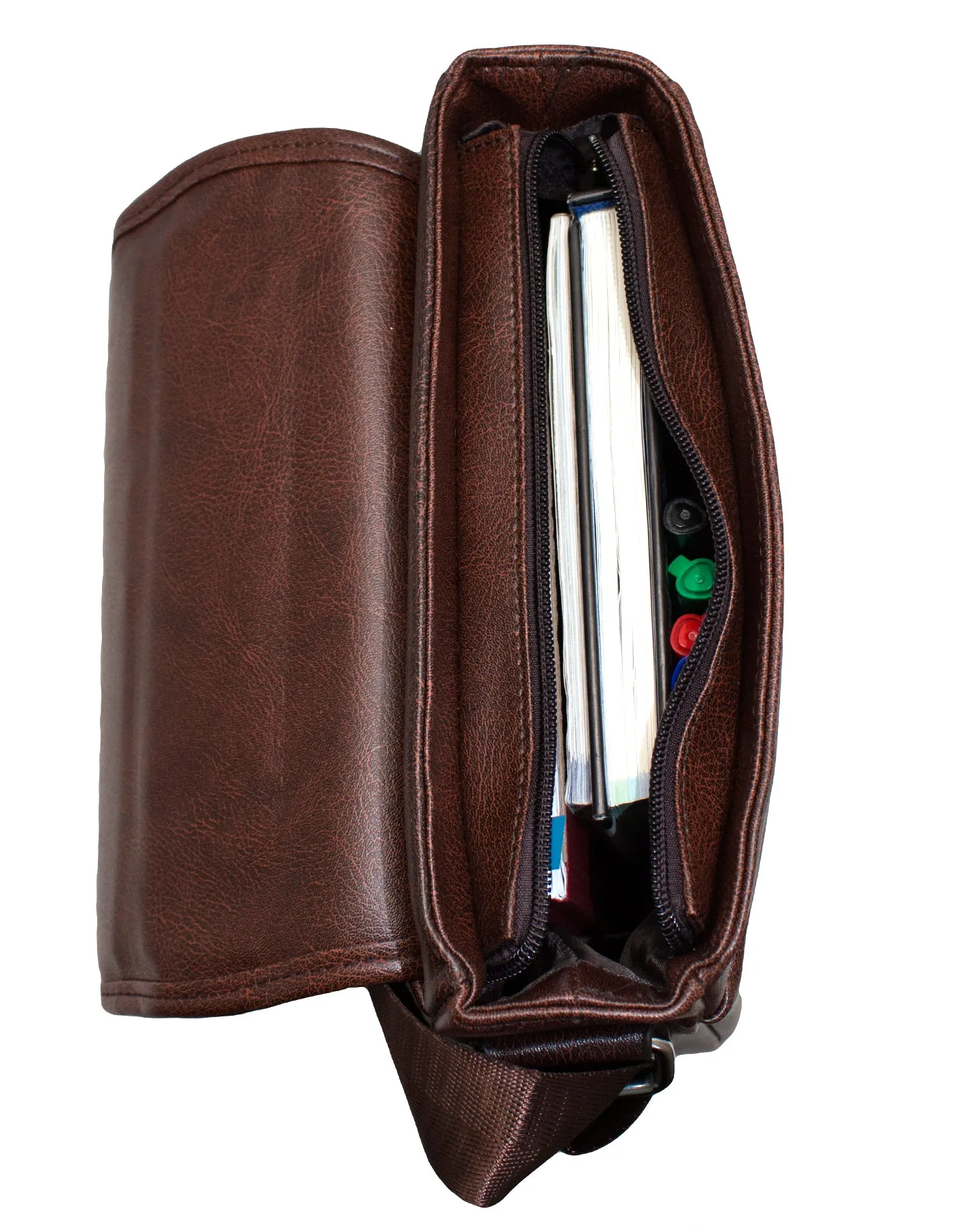 Fino HX-623 Unisex Basic Brown Faux Leather Sling Bag - Brown
