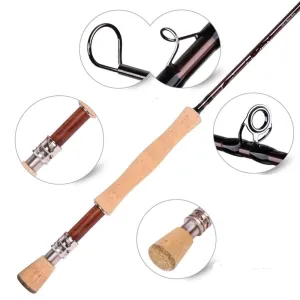Fly Fishing Rod and Case, Hard Wood, Ceramic Line Guides, Cork Handle