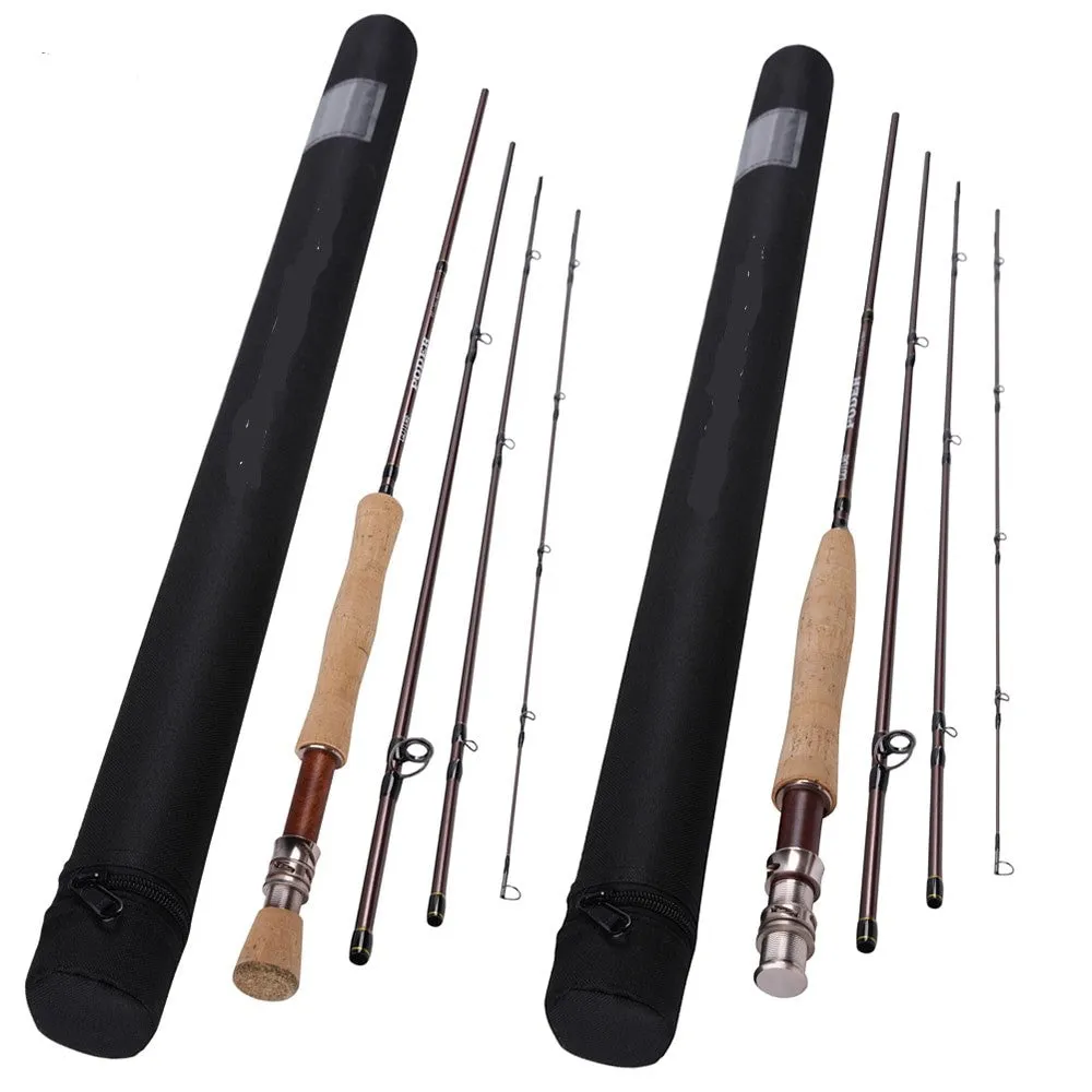 Fly Fishing Rod and Case, Hard Wood, Ceramic Line Guides, Cork Handle
