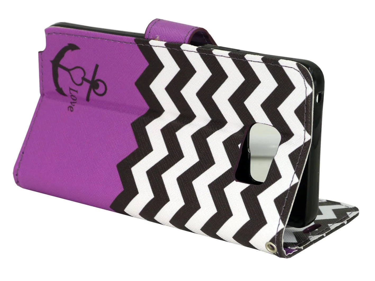 Galaxy Note 5 Case, Wrist Strap Magnetic Fold[Kickstand] Pu Leather Wallet Case with ID & Credit Card Slots for Samsung Galaxy Note 5 - Purple Anchor