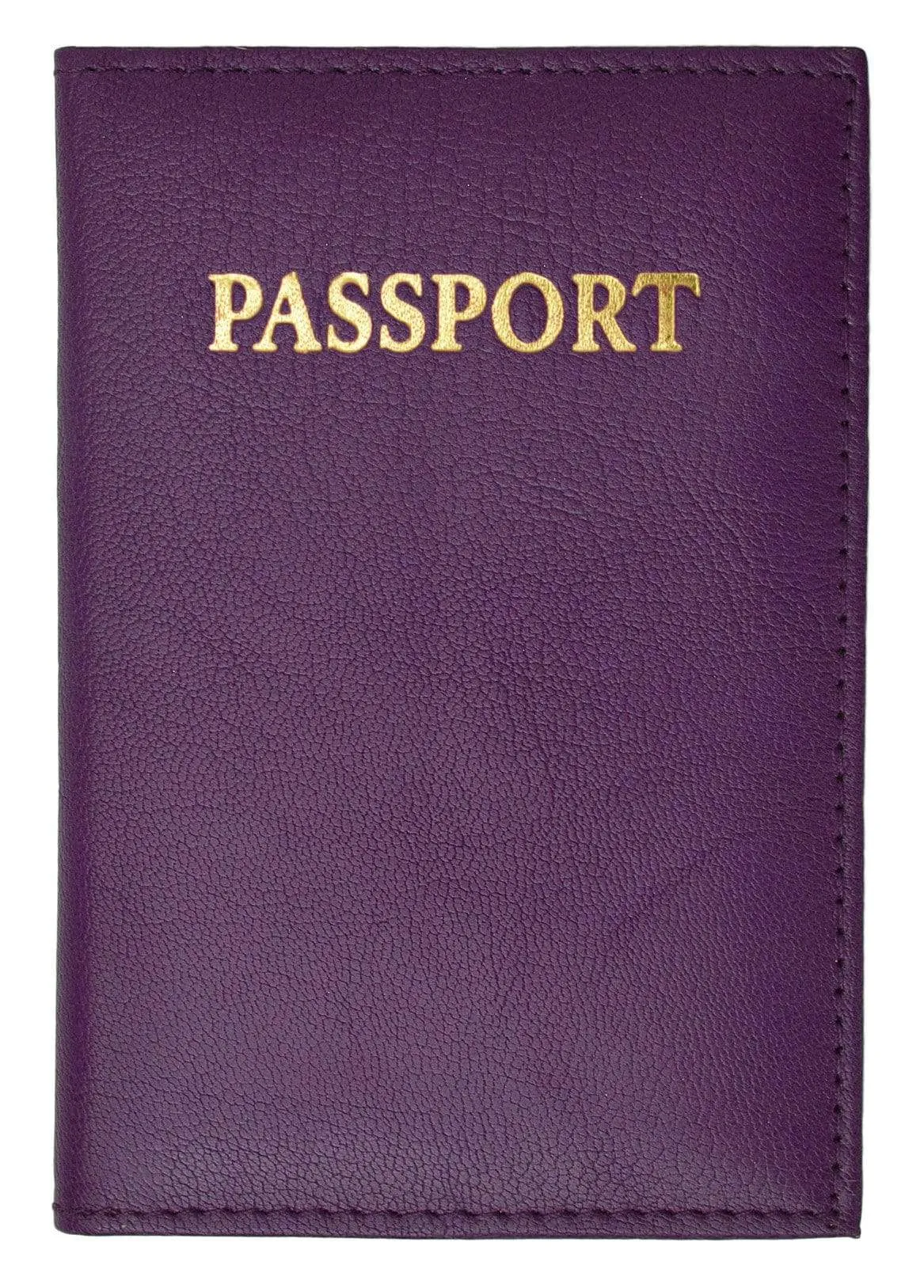 Genuine Leather Passport Cover Holder Wallet Case Travel Gold Embossed 601 CF (C)