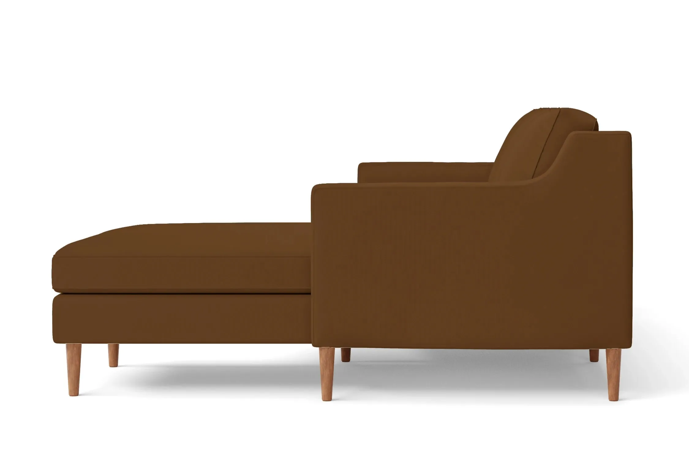 Greco 3 Seater Right Hand Facing Chaise Lounge Corner Sofa Walnut Brown Leather