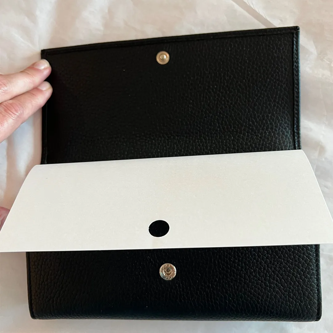 Gucci Soho Black Pebbled Leather Long Wallet Flap GG Large Authentic Italy NEW