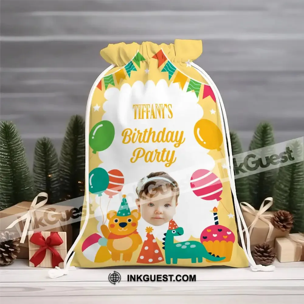 Happy Cute Kid Birthday String Bag Personalized Christmas String Bag