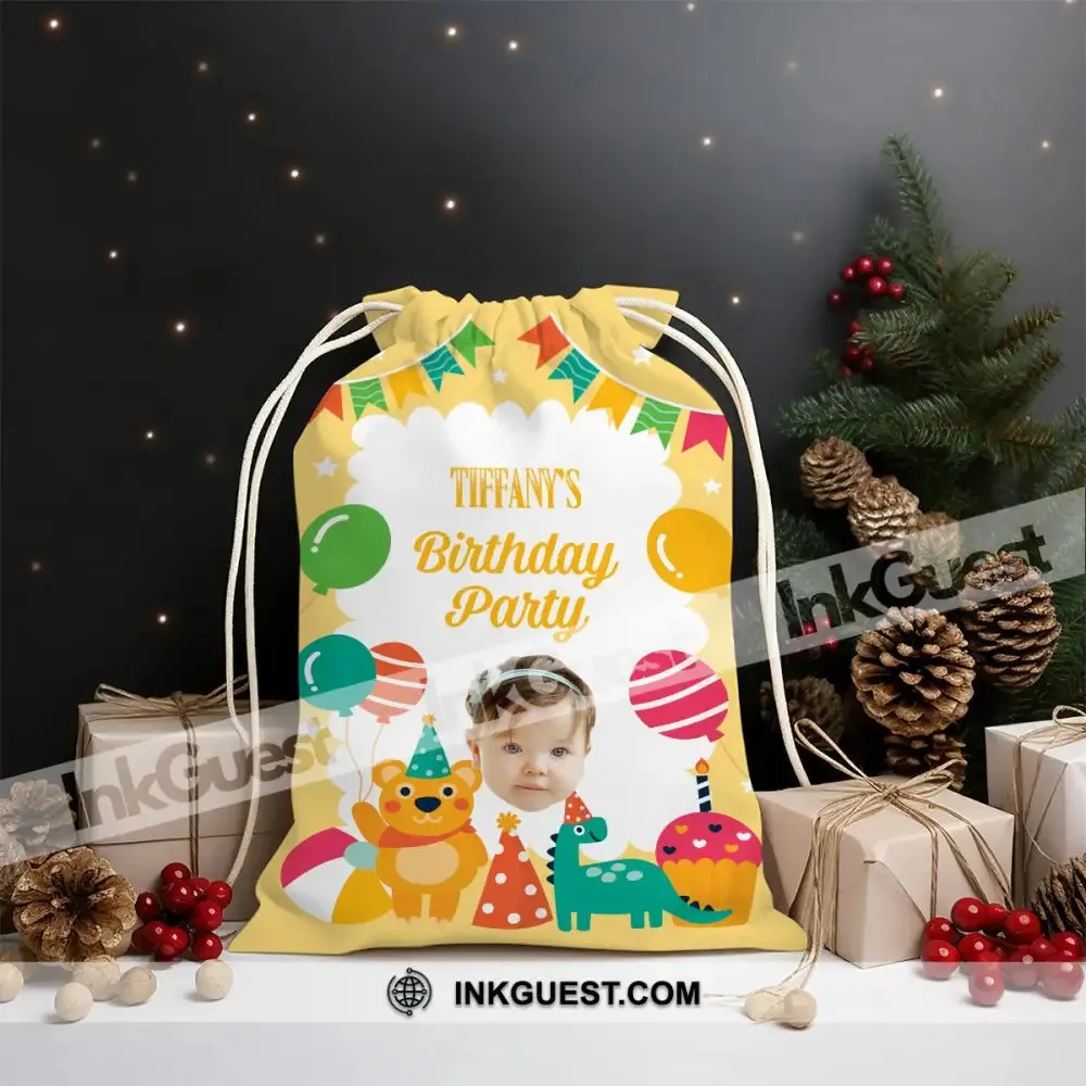 Happy Cute Kid Birthday String Bag Personalized Christmas String Bag
