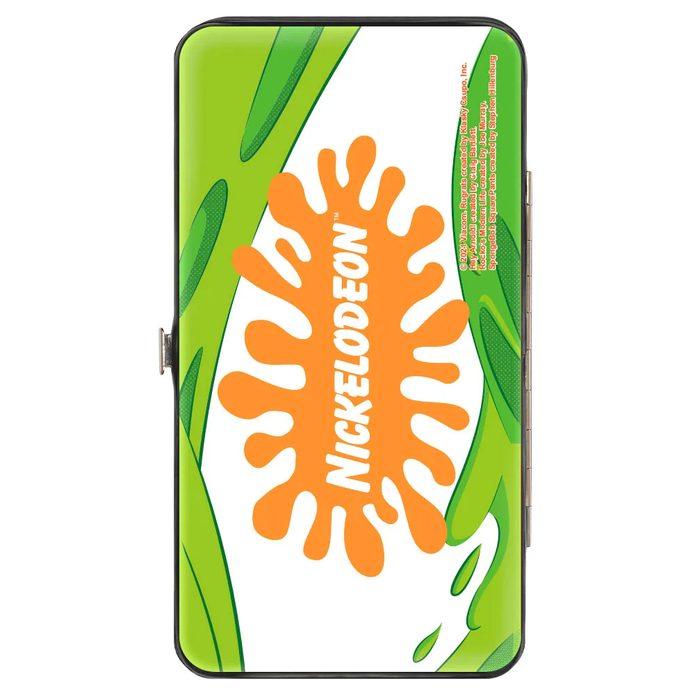 Hinged Wallet - Nick 90's 9-Character Mash Up Collage   NICKELODEON Splat Logo White
