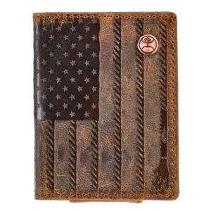 Hooey "Liberty Roper" Embossed Flag Leather Bifold Money Clip Wallet