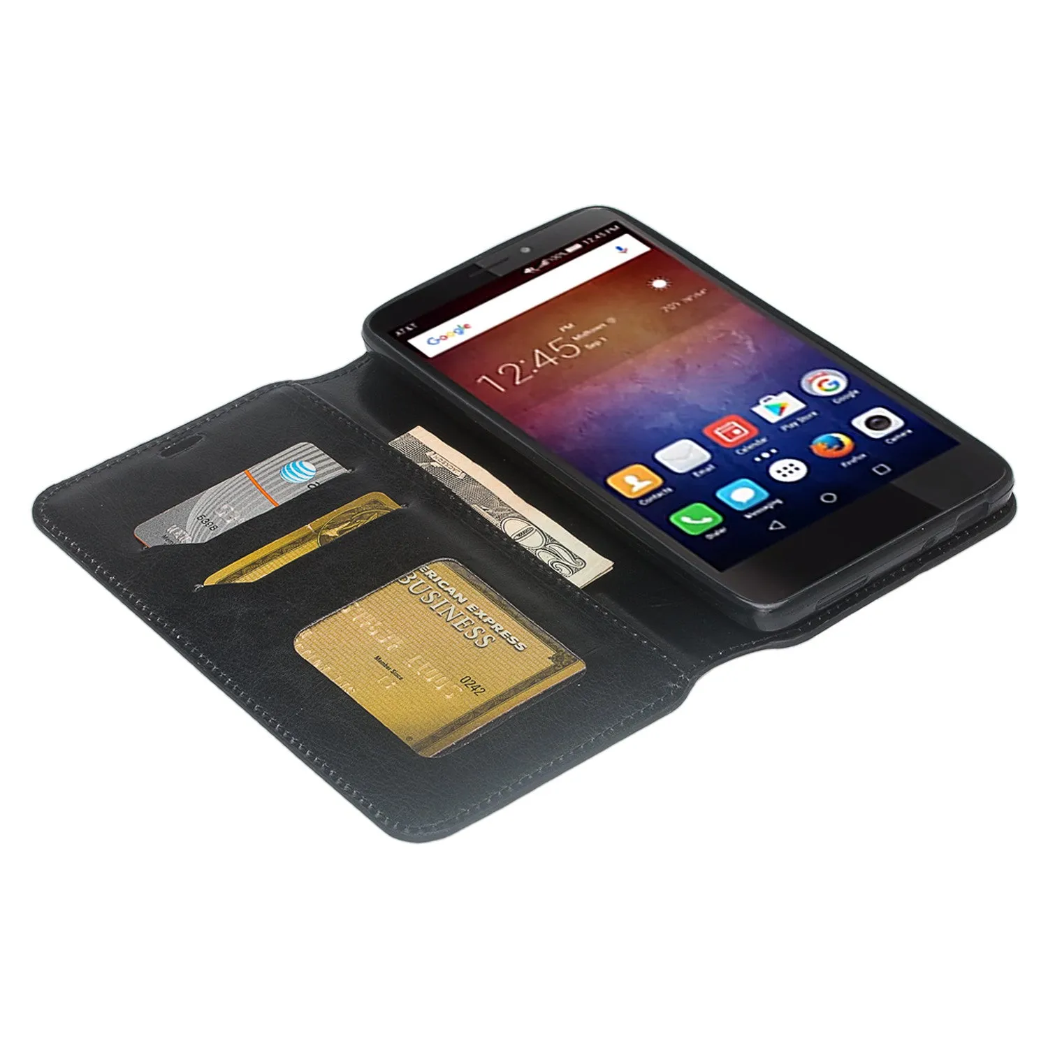 Huawei Ascend XT Case, Pu Leather Magnetic Fold[Kickstand] Wallet Case with ID & Card Slots for Ascend XT - Black