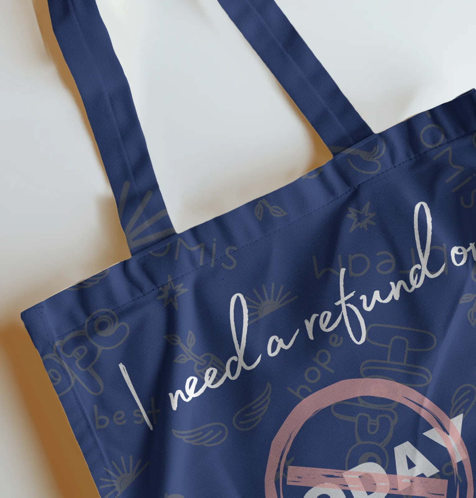 I Need a Refund on Today Tote Bag with Zipper Dark blue