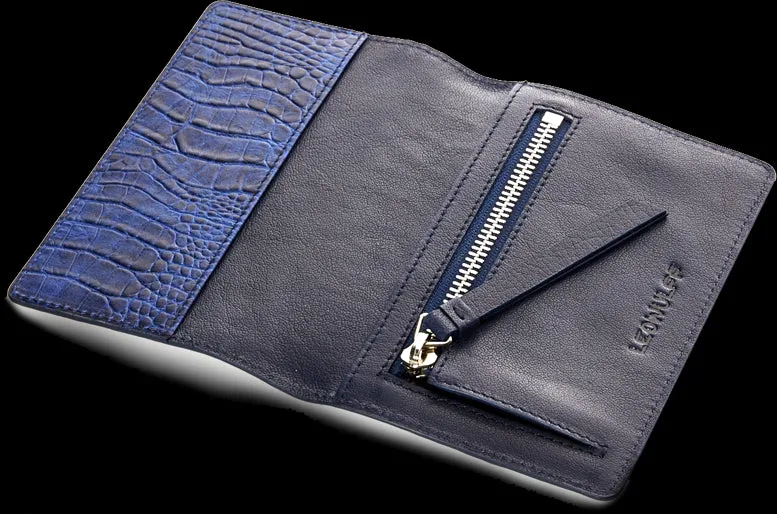 India blue croco passport-holder