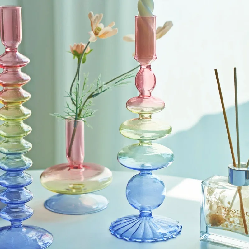 It's a Rainbow Glass Candle Holder