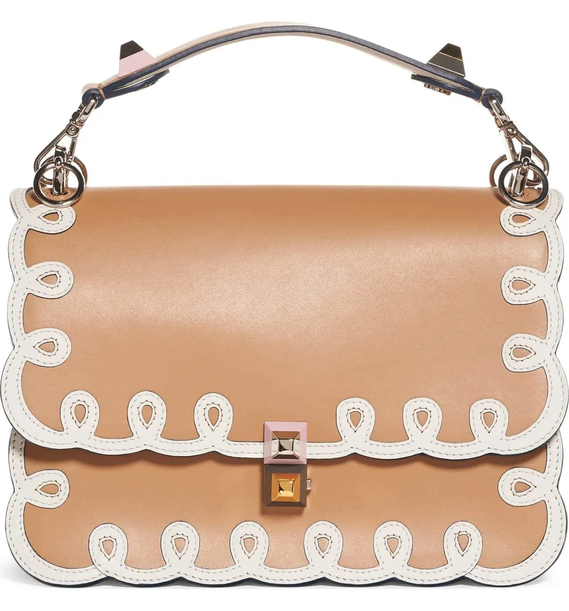 Kan I Scalloped Leather Shoulder Bag
