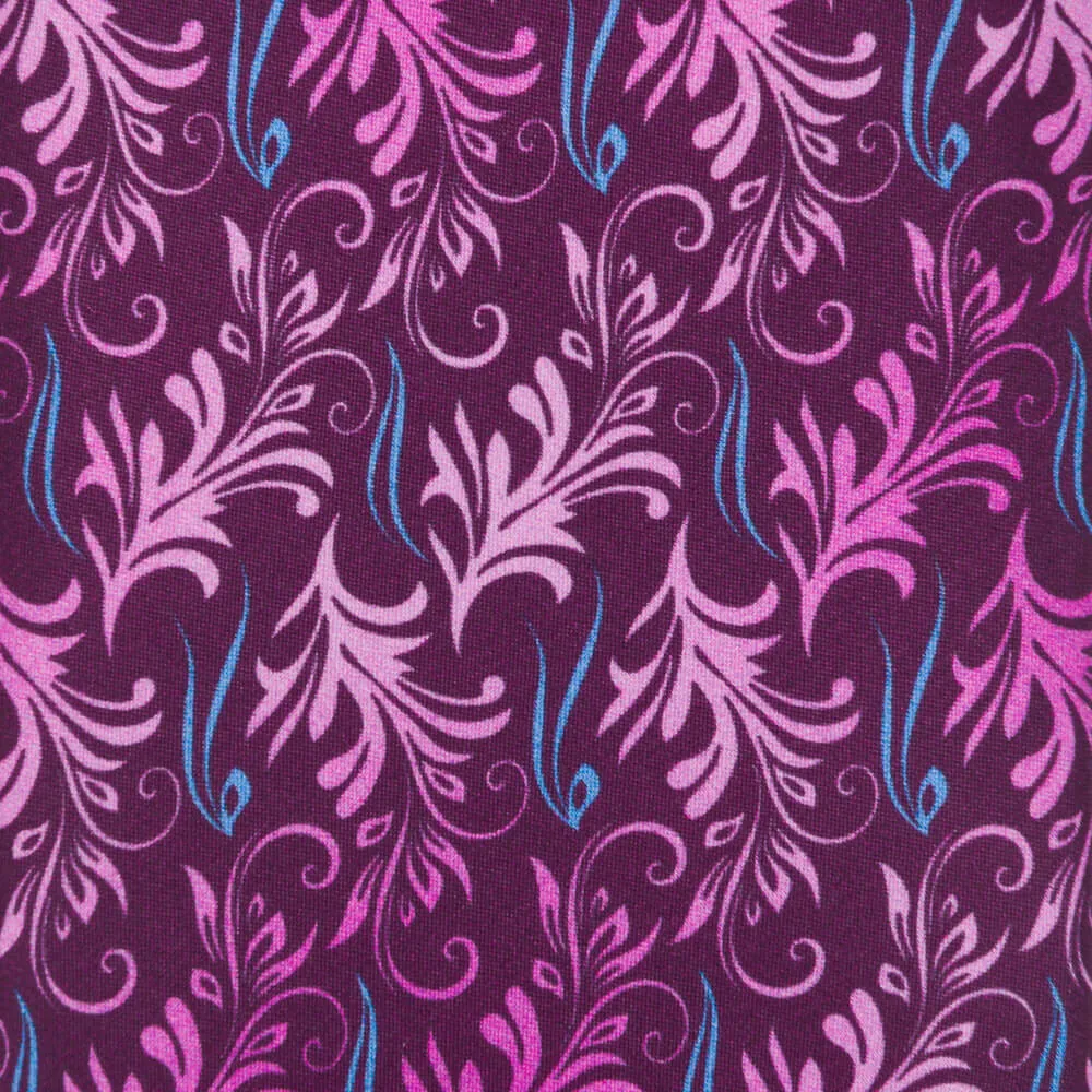 Magenta and Pink Acanthus Leaves Duchesse Silk Tie