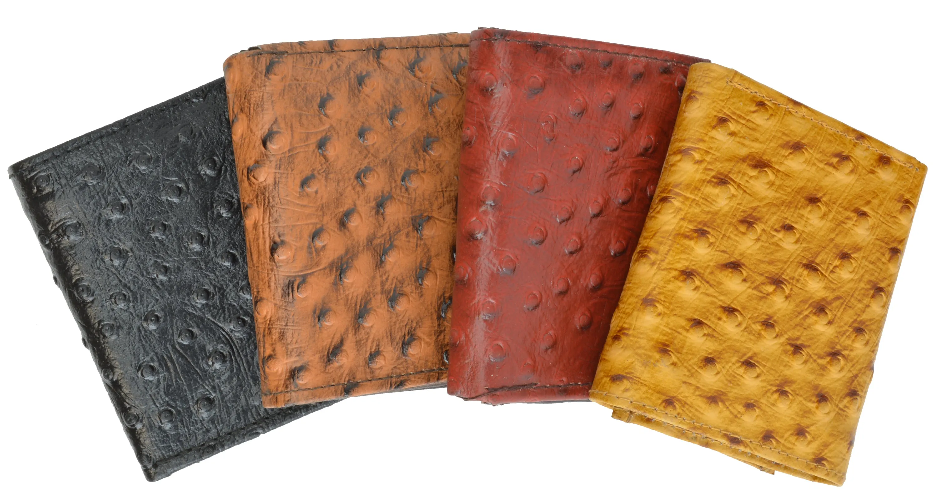 Mens Leather Wallets Ostrich Snakeskin Alligator Print Trifold Bifold to Choose
