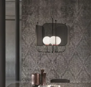 Metal Mesh Panelled 3 Arm Chandelier
