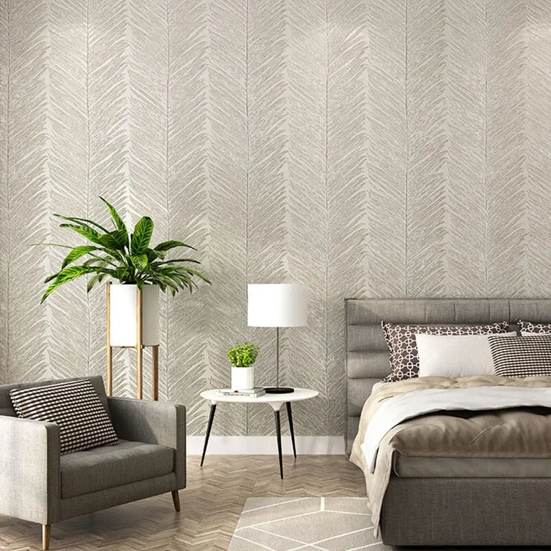 Modern Simple White Leaf Geometric Pattern Wallpaper (5.3 ㎡)