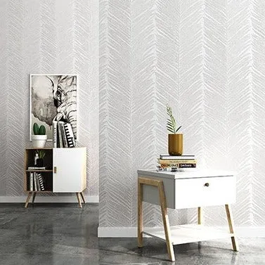 Modern Simple White Leaf Geometric Pattern Wallpaper (5.3 ㎡)