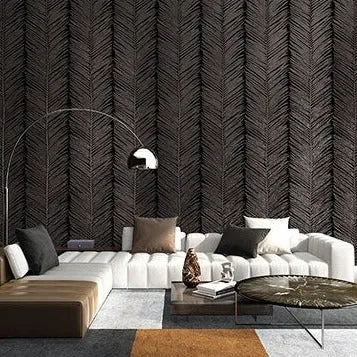 Modern Simple White Leaf Geometric Pattern Wallpaper (5.3 ㎡)