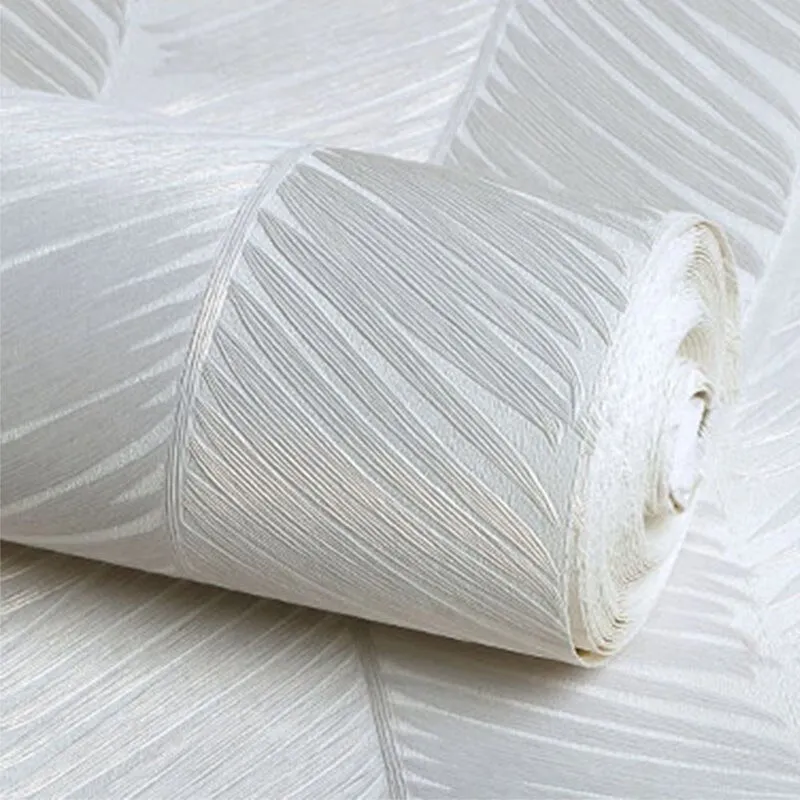Modern Simple White Leaf Geometric Pattern Wallpaper (5.3 ㎡)