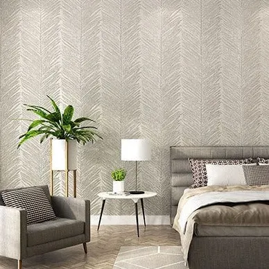 Modern Simple White Leaf Geometric Pattern Wallpaper (5.3 ㎡)