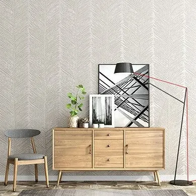Modern Simple White Leaf Geometric Pattern Wallpaper (5.3 ㎡)
