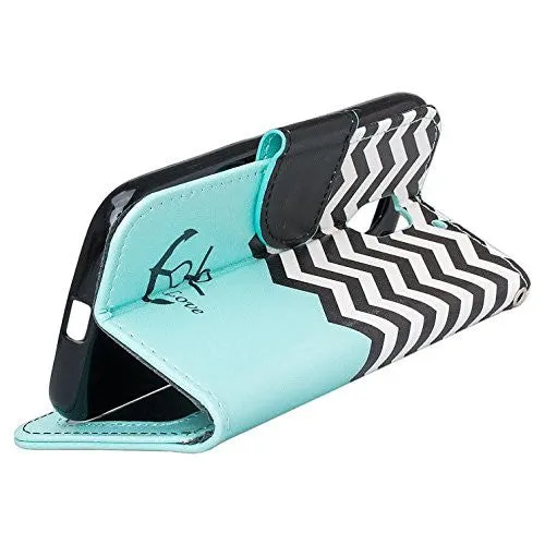 Moto G4 (4th Gen) Case | Moto G4 Plus Case, Wrist Strap Pu Leather Magnetic Fold[Kickstand] Wallet Case with ID & Card Slots for Motorola G4/G4 Plus - Teal Anchor