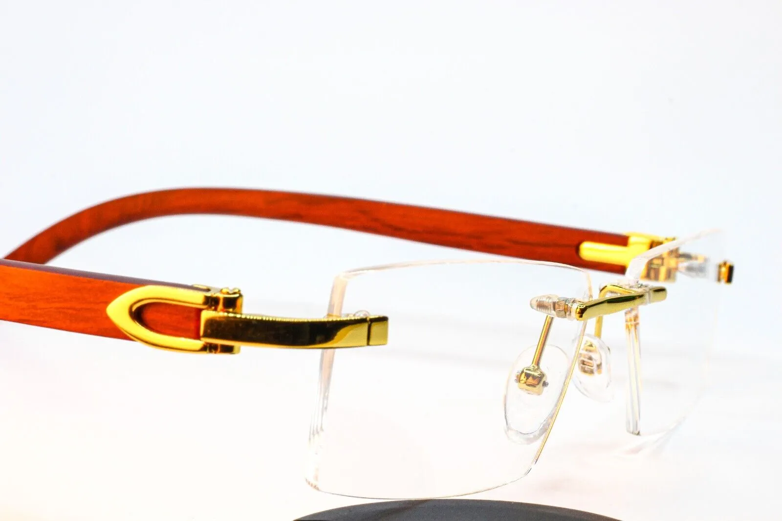 Myriad Eyewear ME00528 Gold & Wood Rimless Luxury Eyeglasses -Ma