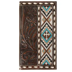 Nocona Men's Floral Embossed Brown Rodeo Wallet N500044402