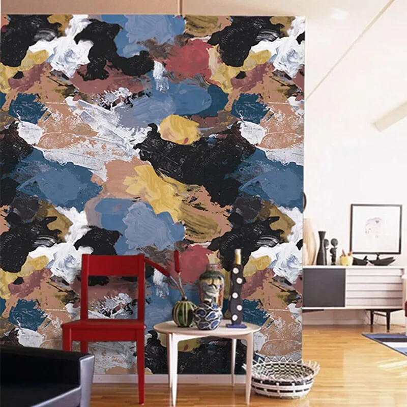 Nordic Abstract Graffiti Oil Painting Effect Wallpaper (5.3 ㎡)