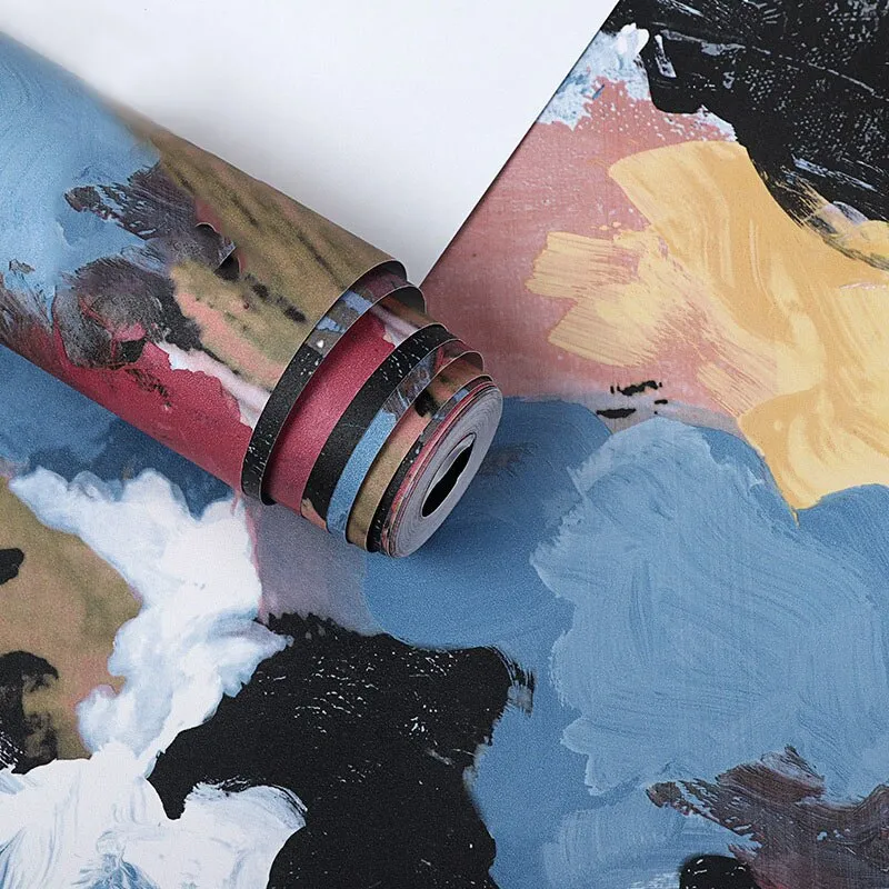 Nordic Abstract Graffiti Oil Painting Effect Wallpaper (5.3 ㎡)