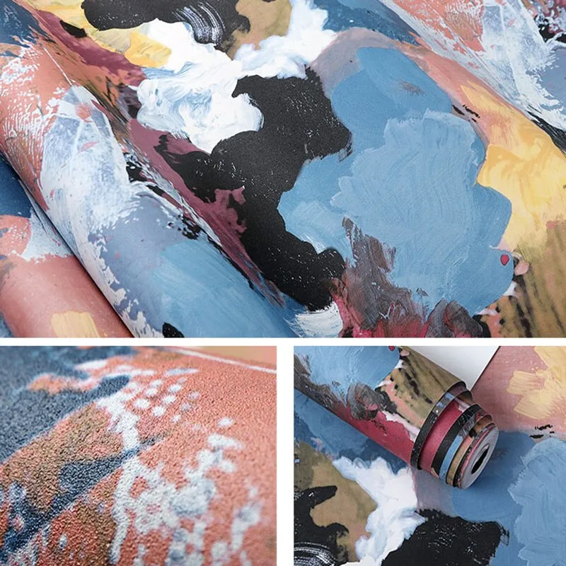 Nordic Abstract Graffiti Oil Painting Effect Wallpaper (5.3 ㎡)
