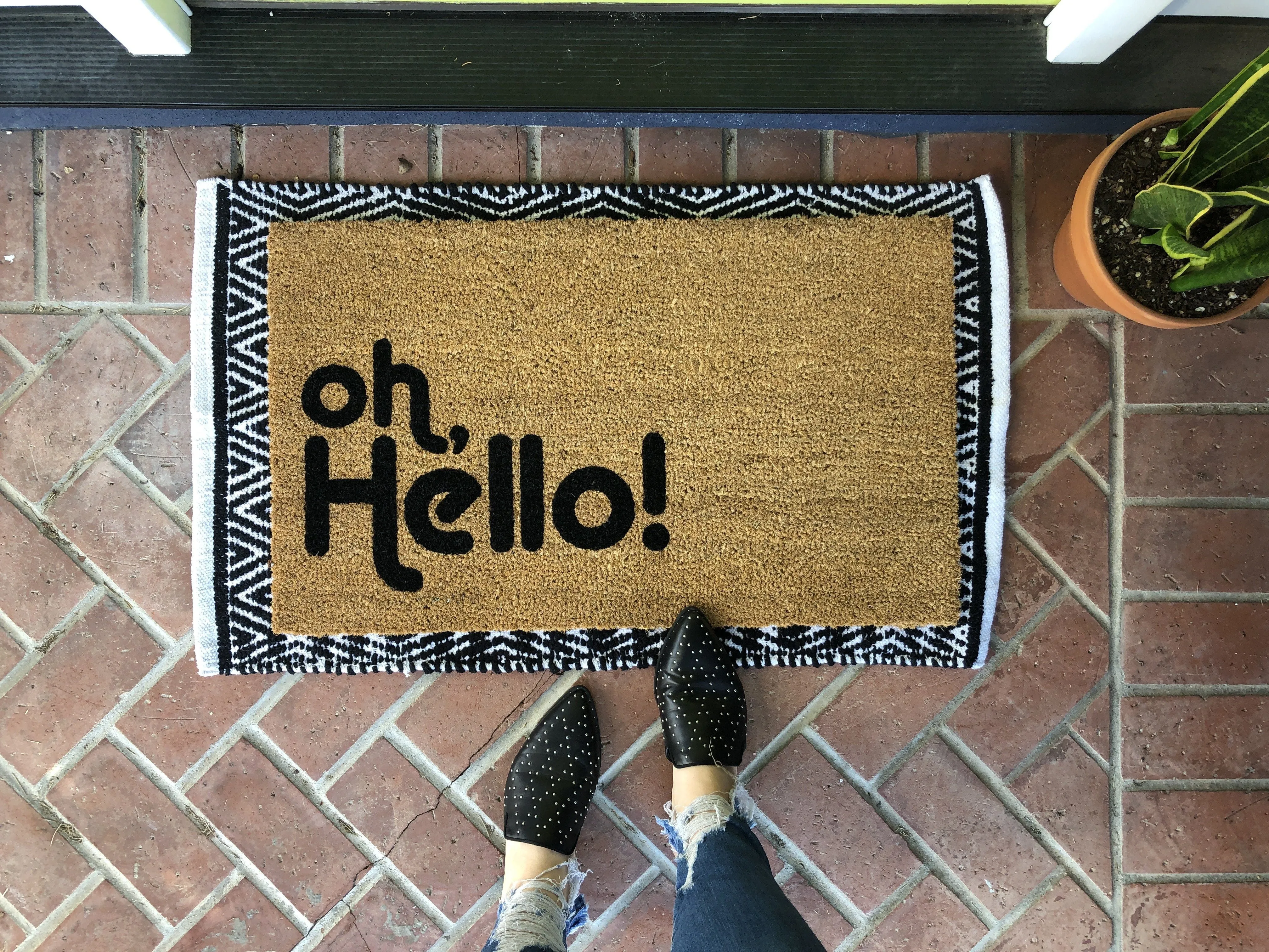 oh, hello Funny Outdoor Doormat