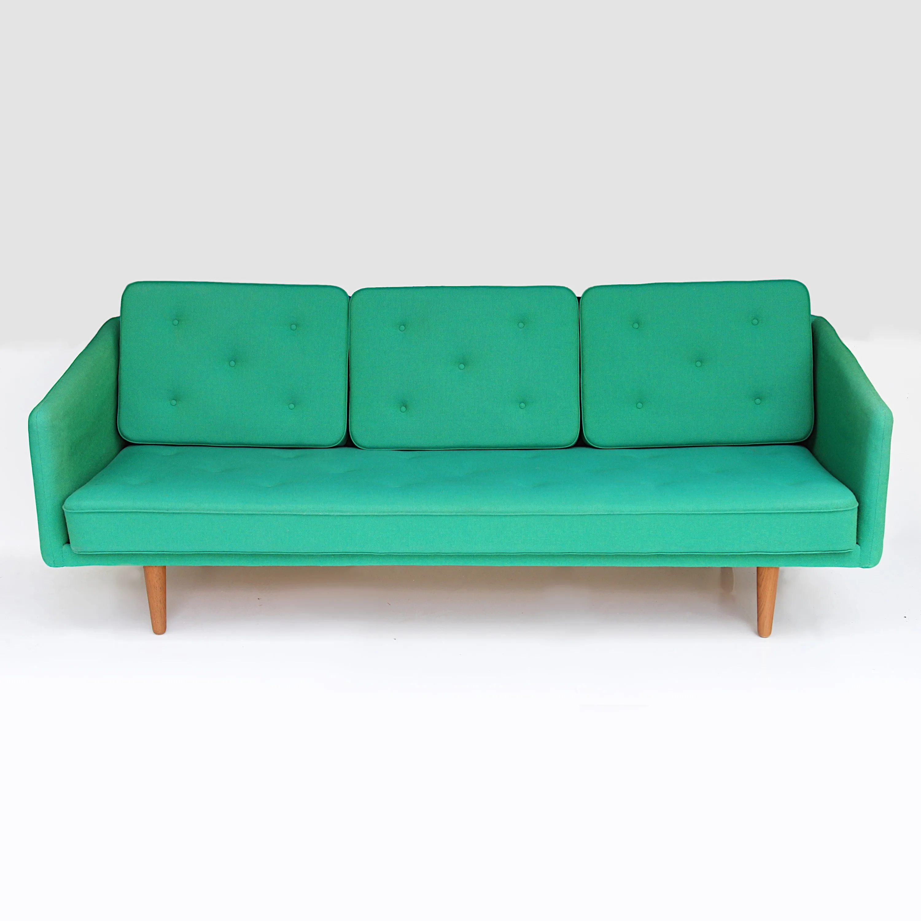 Original Vintage Danish Børge Mogensen Model 201 Sofa in Green Hallingdal Wool