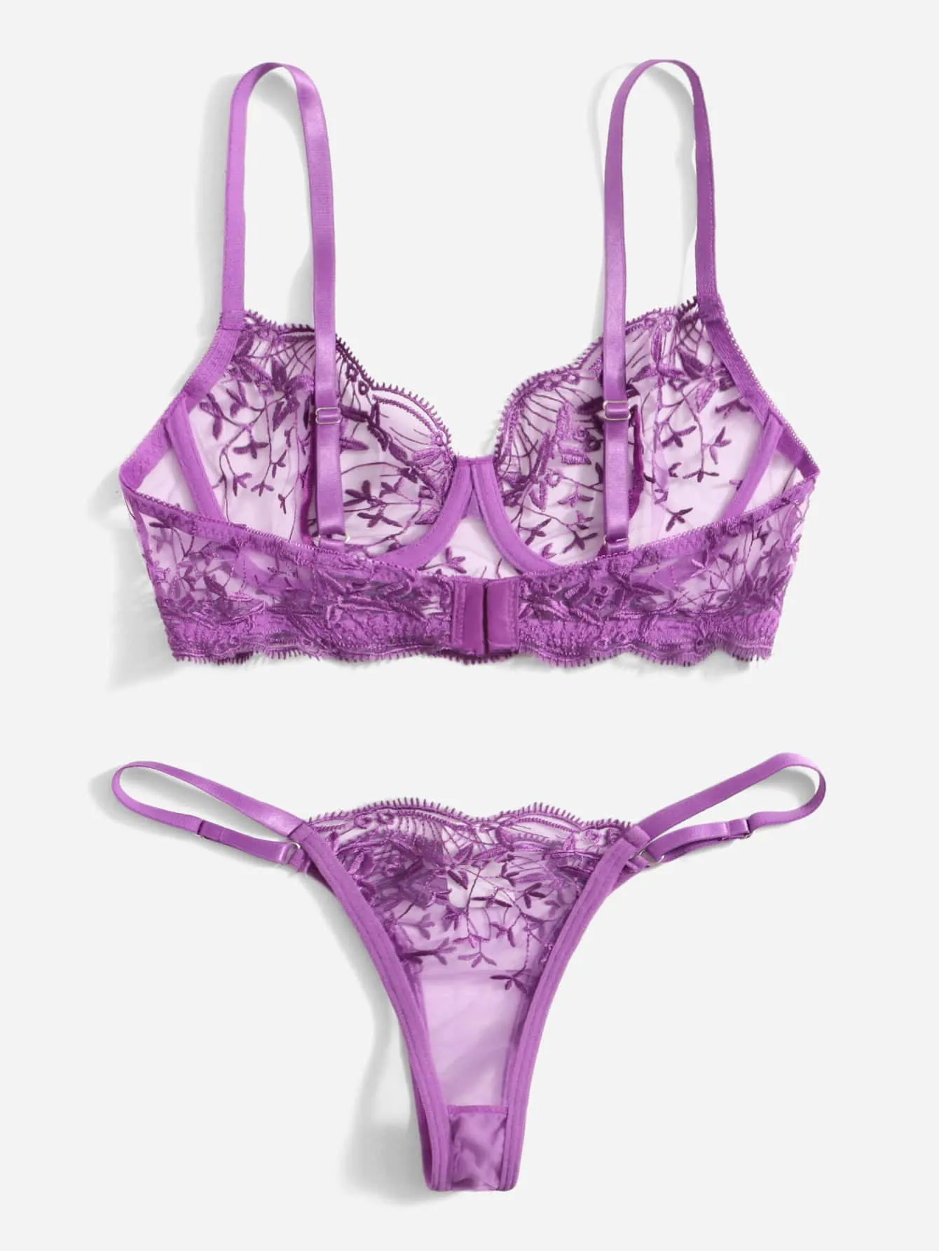 Purple Lingerie See Through Set Lace