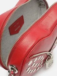 Red Leather Small Heart Padlock Crossbody Bag