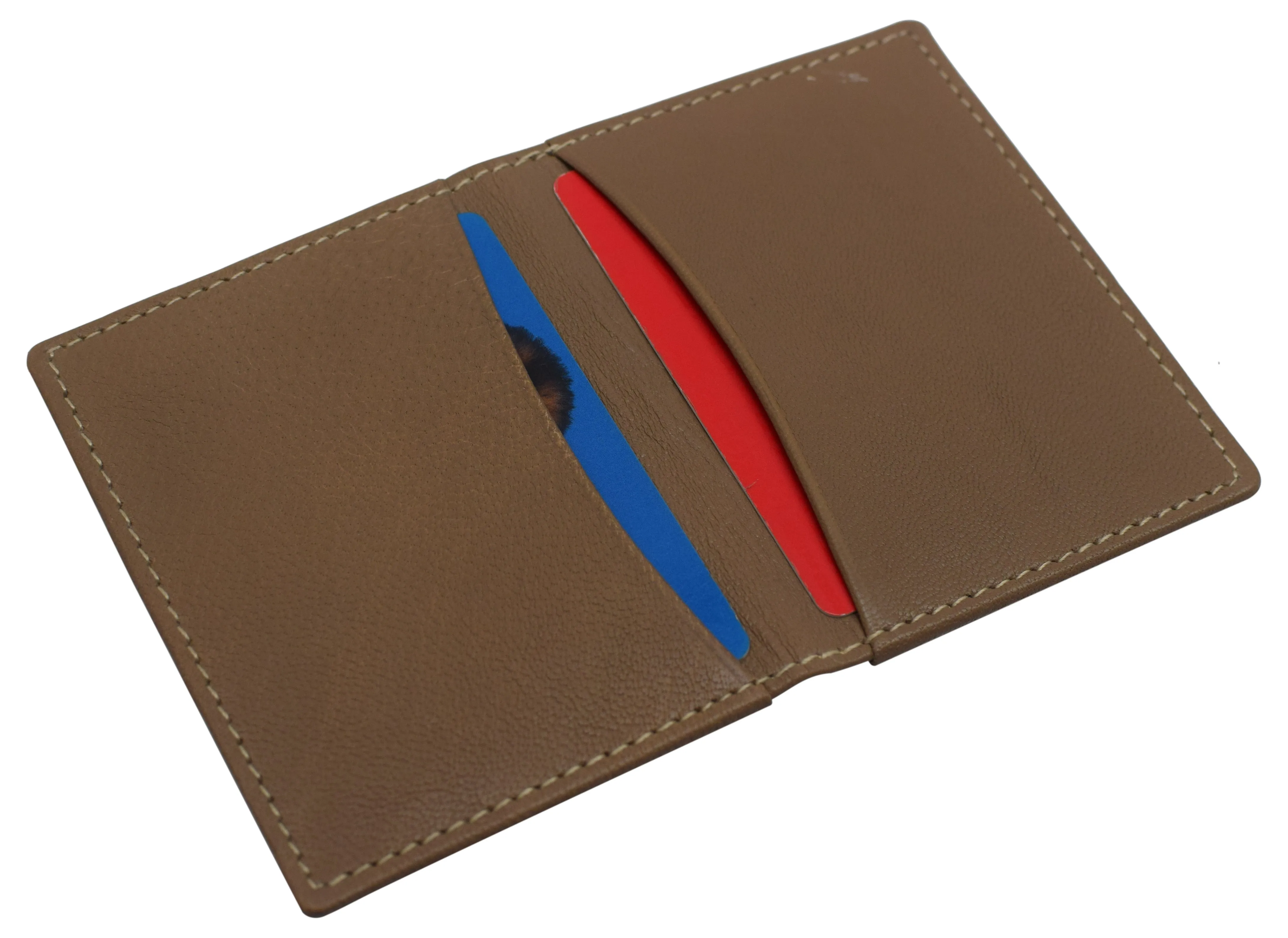 RFID Blocking Slim Thin Genuine Leather 2 ID Window Mini Wallet Holder Bifold Driver's License Safe