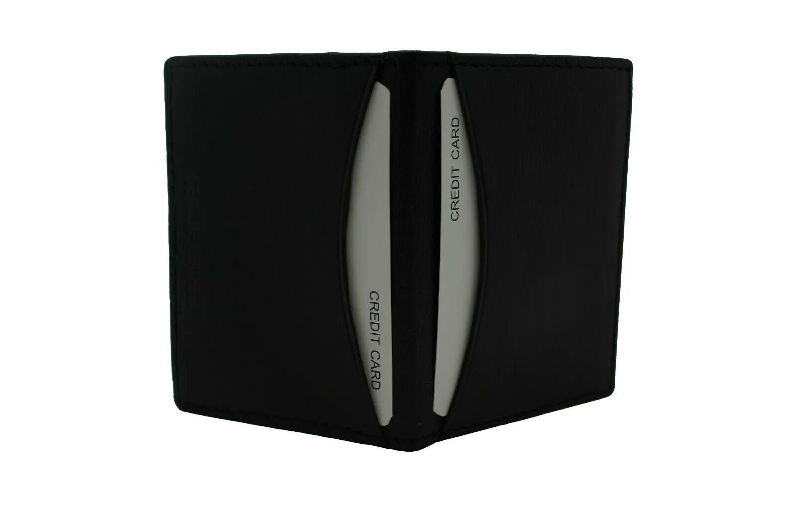 RFID Blocking Slim Thin Genuine Leather 2 ID Window Mini Wallet Holder Bifold Driver's License Safe