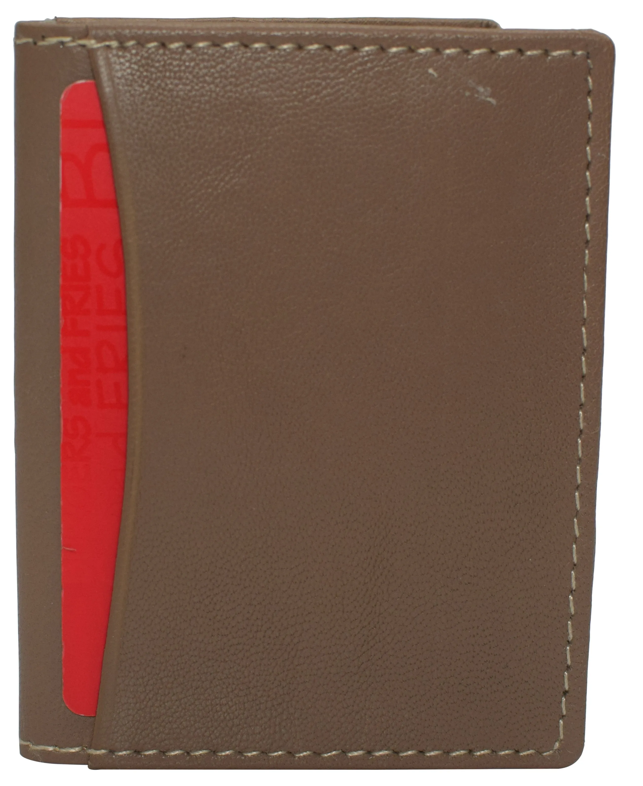 RFID Blocking Slim Thin Genuine Leather 2 ID Window Mini Wallet Holder Bifold Driver's License Safe